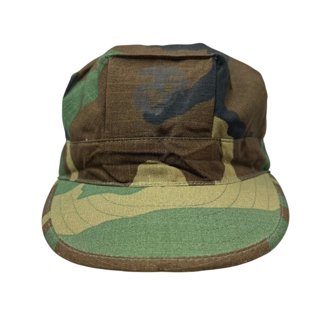 Marine Corps 8-Point Woodland Camo USMC Utility Hat Cap Gov't Issue Named USA